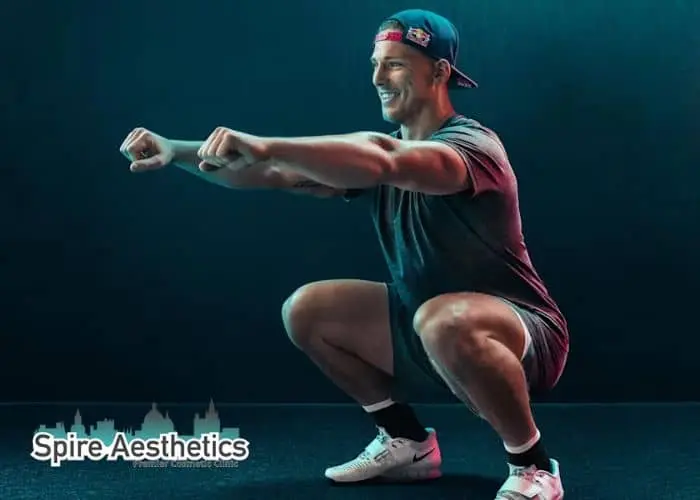 Image of man build leg muscle Balsall through exercise